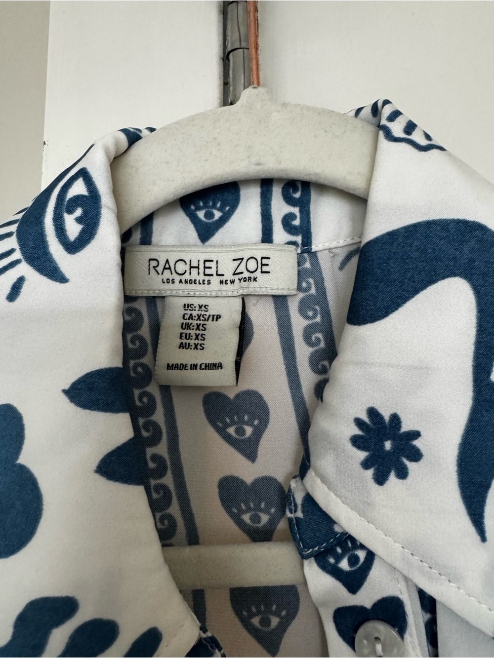 Rachel Zoe White & Navy button down